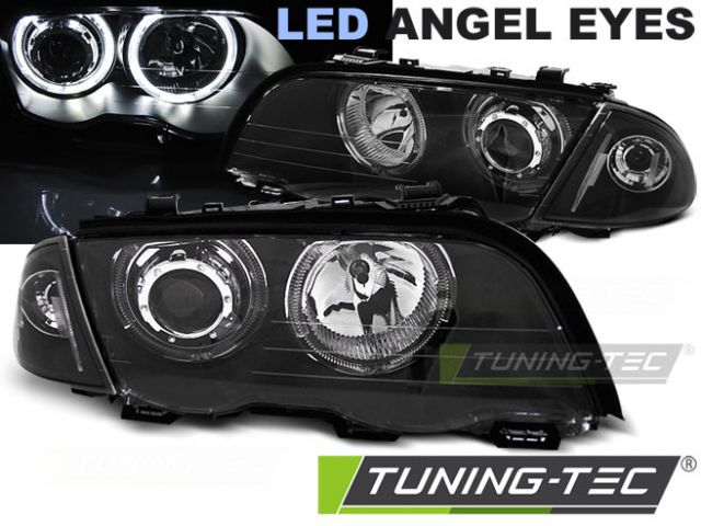 BMW E46 lampy przód 9903 ciemne Angel Eyes LED TTe