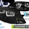 VW Golf 7 - lampy przód ciemne LED U-Type DRL TTe