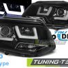 VW T5 - lampy przód ciemne LED DRL U-Type 10-15 TTe