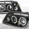 VW Bora - lampy przód ciemne ringi+socz+halogen TTe